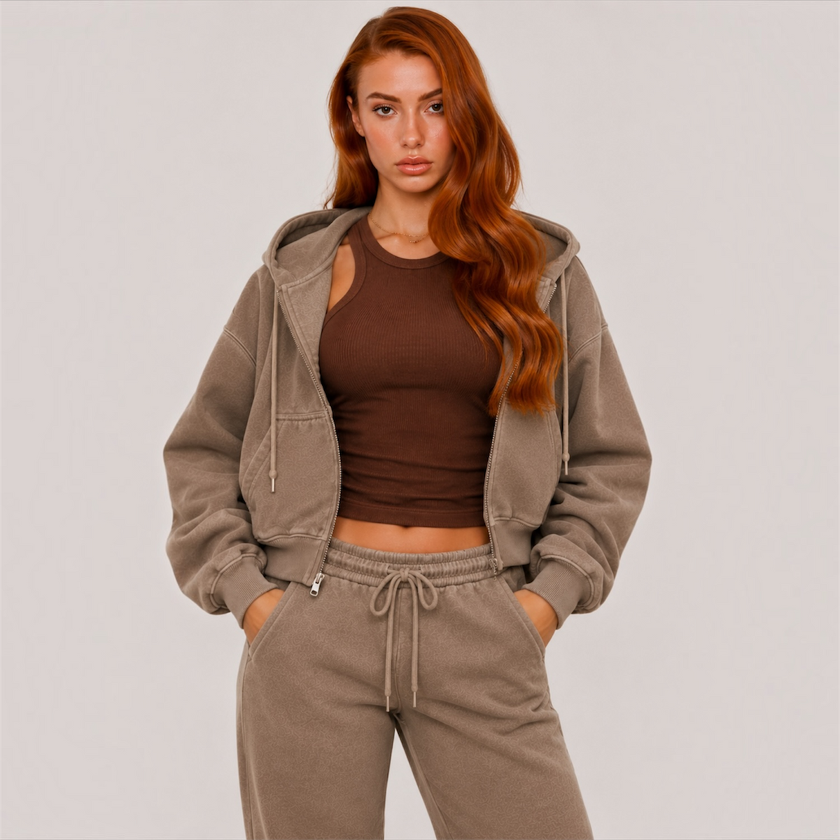 DonDeMarco Cropped Fleece Zip Up Hoodie, editorial product image 2
