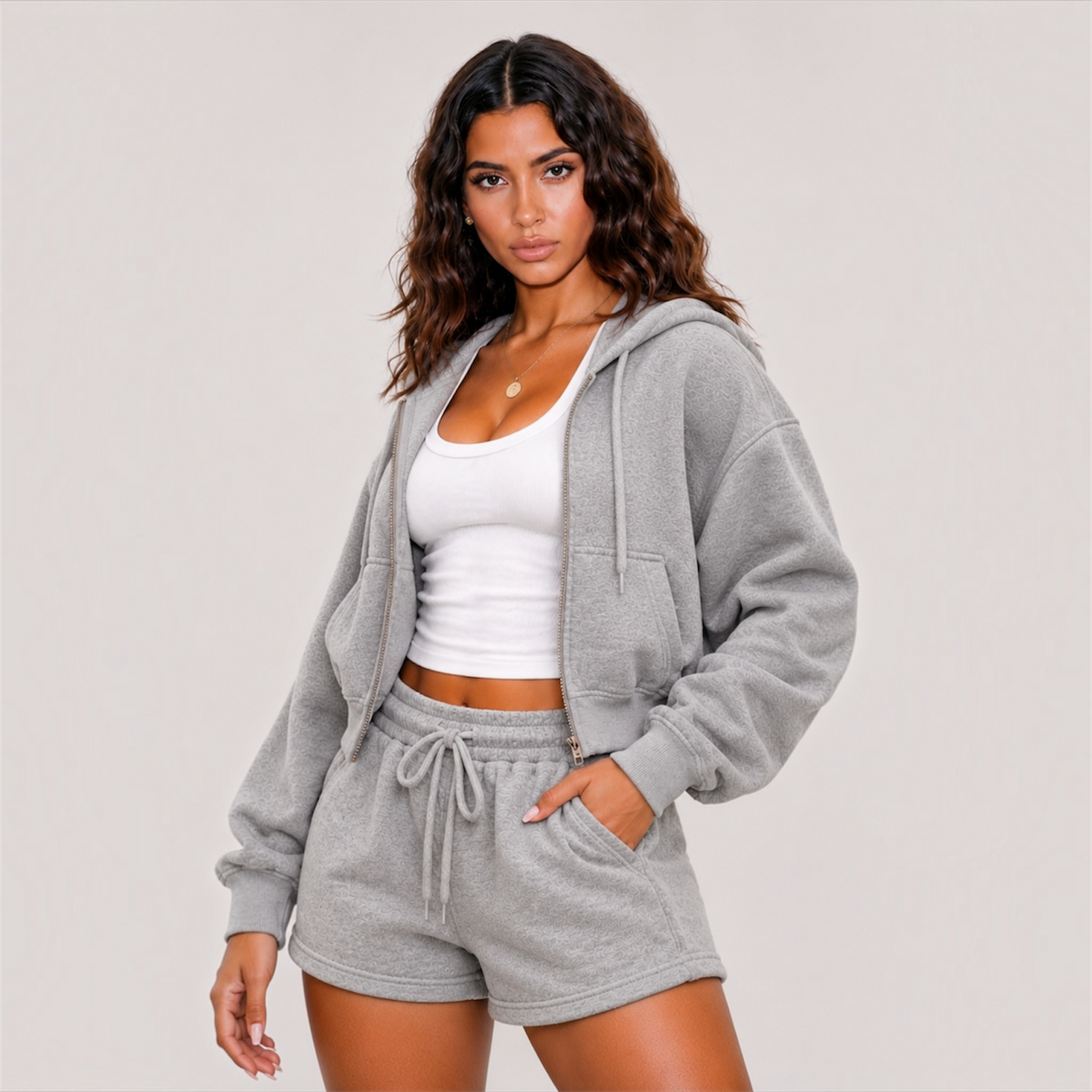 DonDeMarco Cropped Fleece Zip Up Hoodie, editorial product image 4