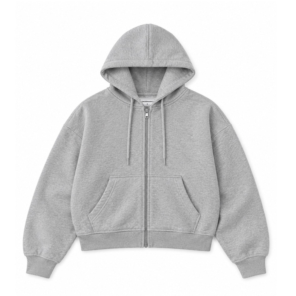 DonDeMarco Cropped Fleece Zip Up Hoodie in Heather Gray