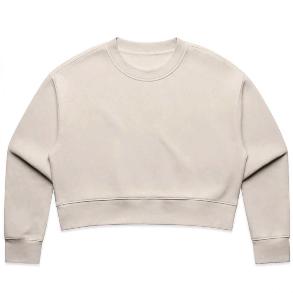DonDeMarco ivory relaxed crop crew sweatshirt flat lay