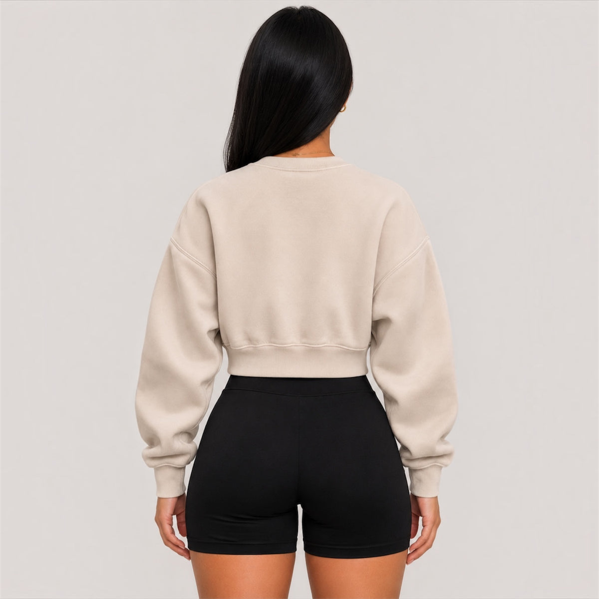 DonDeMarco ivory crop crew sweatshirt editorial view 3