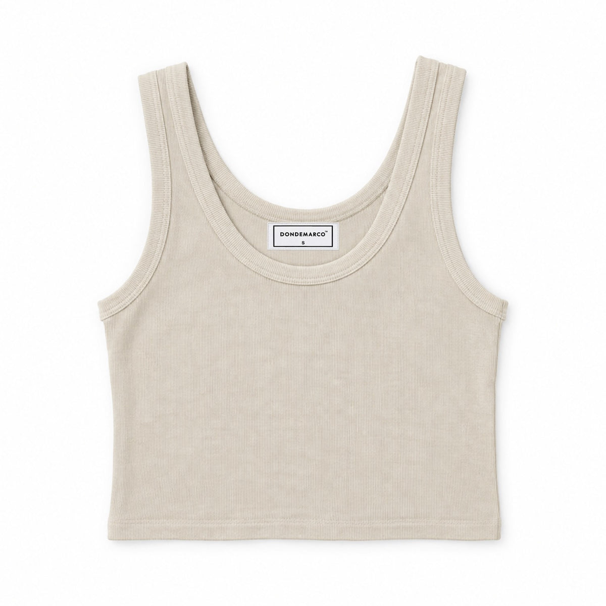 DonDeMarco Ribbed Scoop Neck Crop Tank in Cream