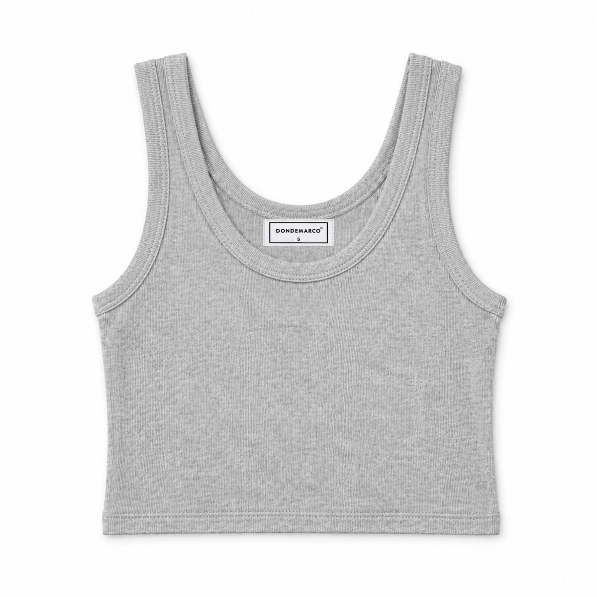 DonDeMarco Ribbed Scoop Neck Crop Tank in Heather Gray