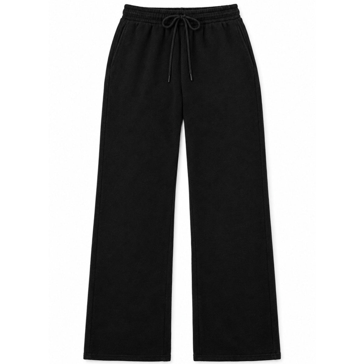 DonDeMarco Wide Leg Fleece Sweatpants in Black