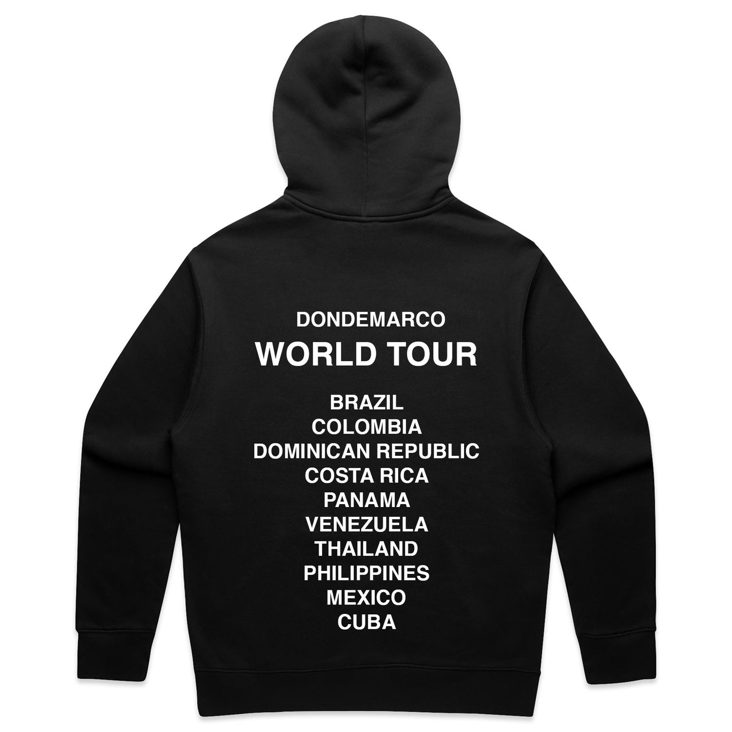 DonDeMarco “Passport” World Tour Hoodie – Black Luxury Streetwear Pullover