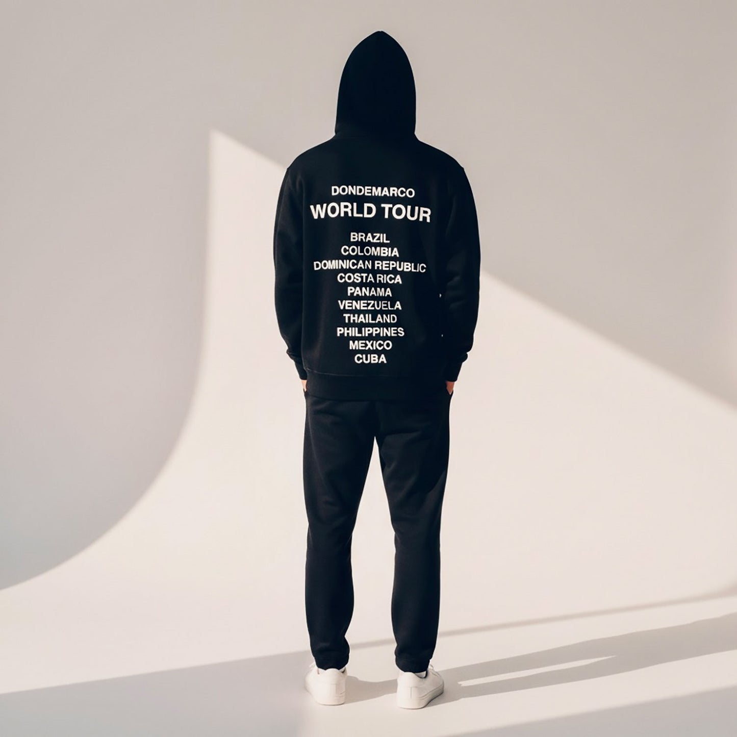 DonDeMarco “Passport” World Tour Hoodie – Black Luxury Streetwear Pullover