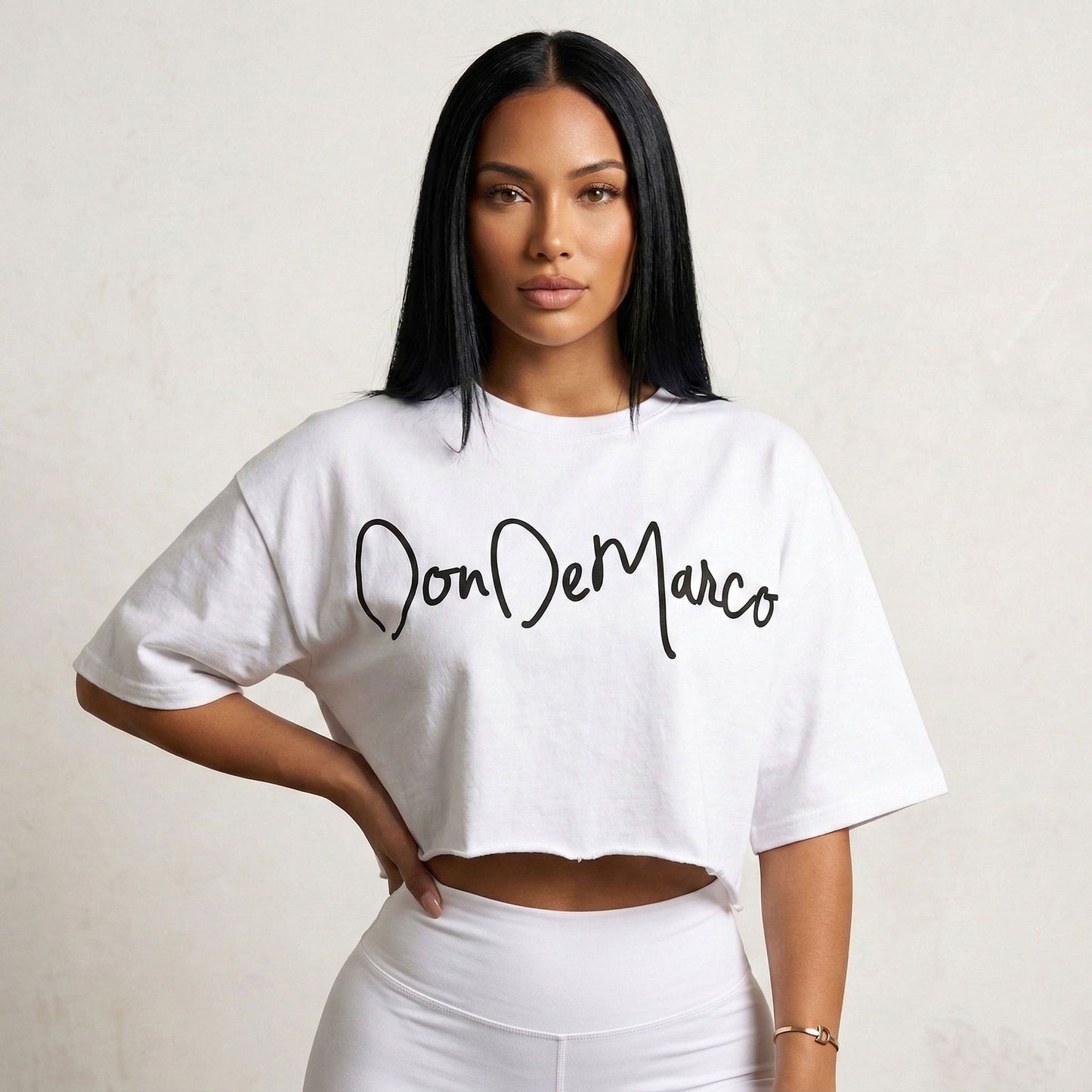 DonDeMarco Women’s Oversized White Crop Top