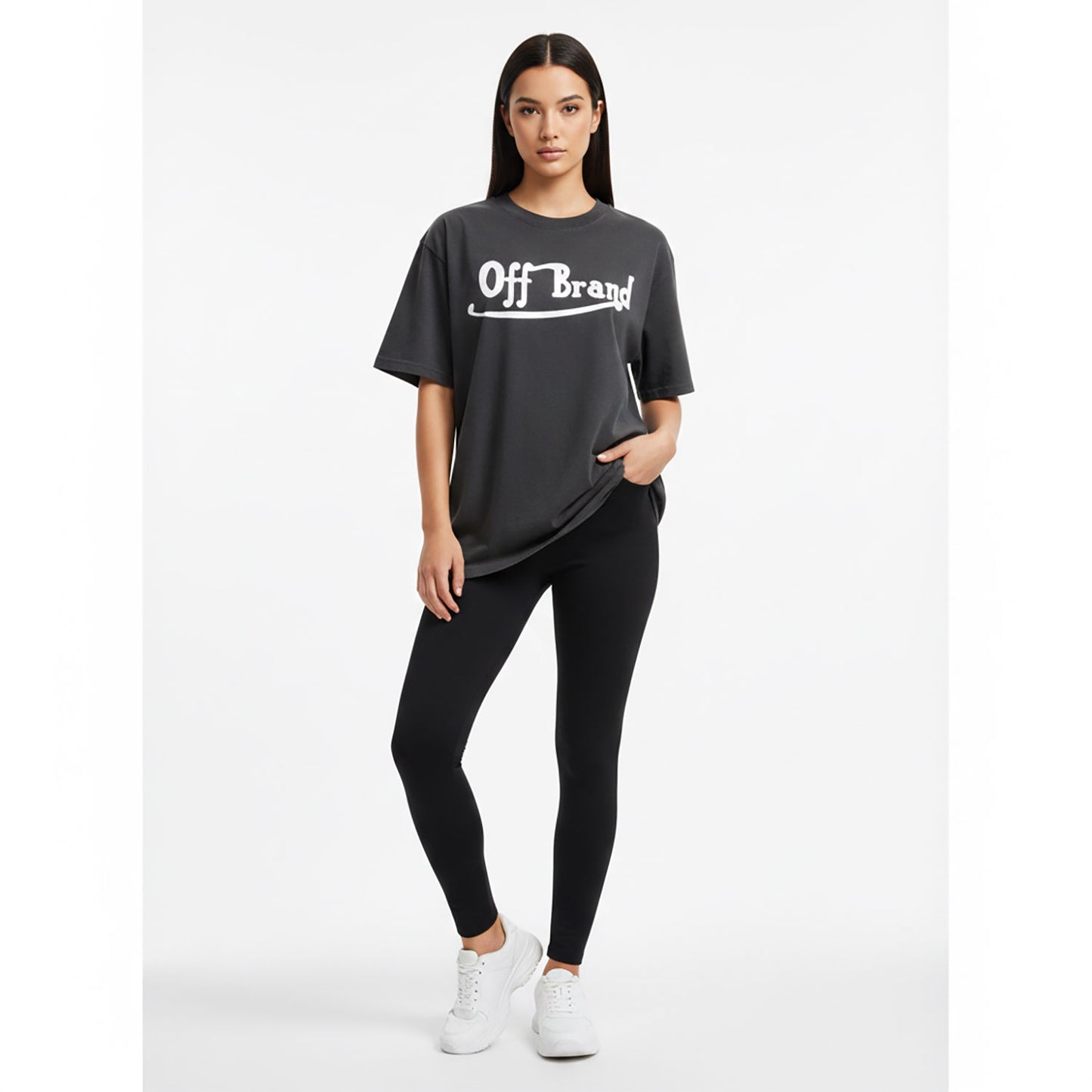 Off-Brand Script Logo Faded T-Shirt – Vintage Streetwear Tee