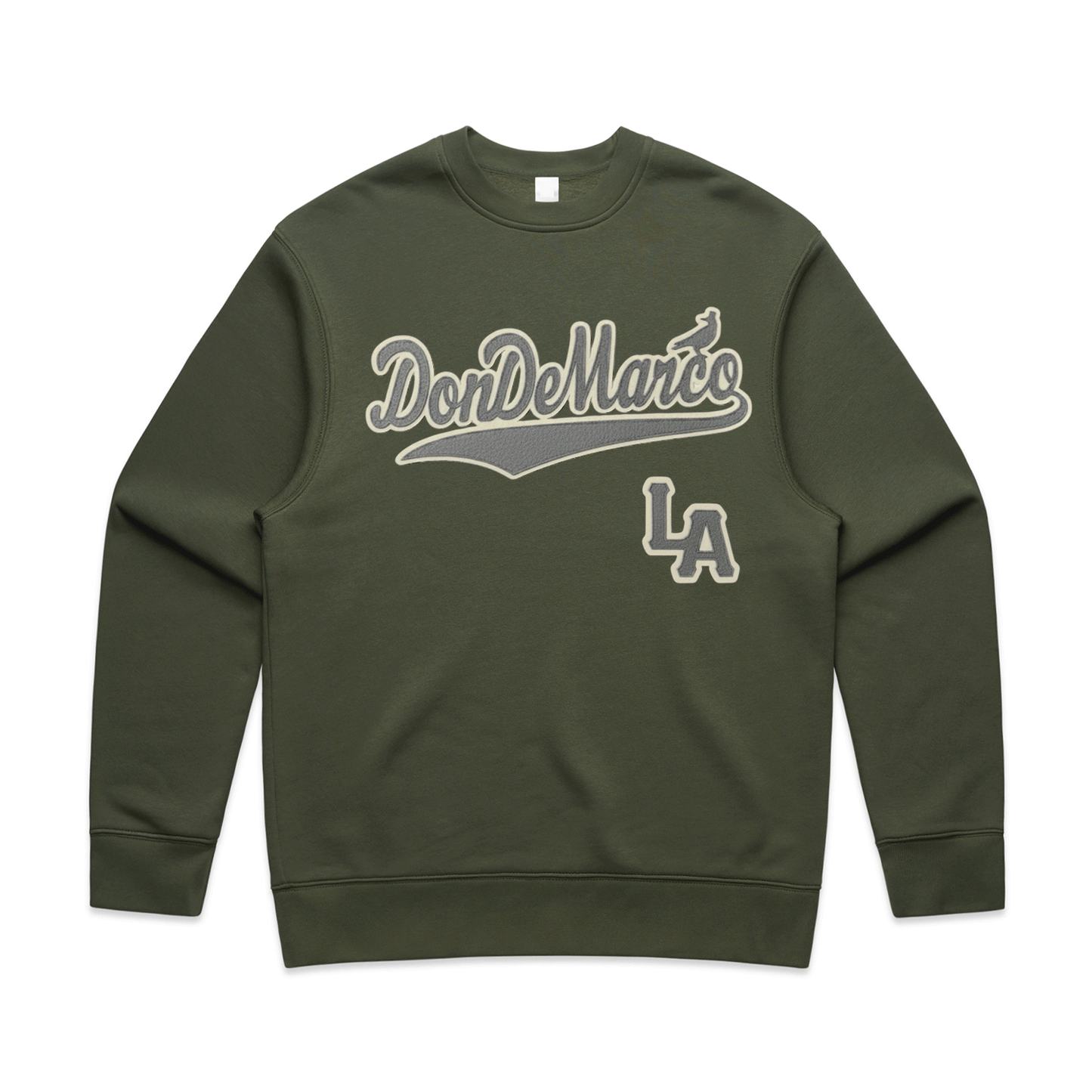 DonDeMarco Script Logo Olive Crewneck Set