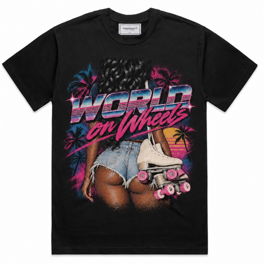 DonDeMarco World on Wheels Heavyweight Graphic Tee in black, product photo