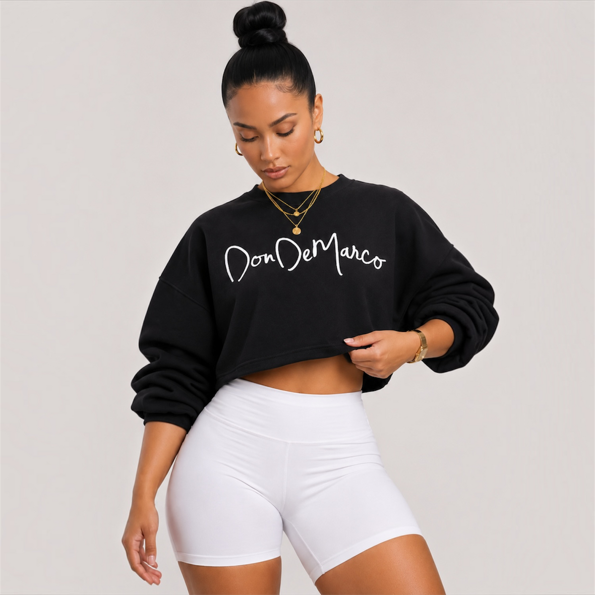 DonDeMarco Heavy Faded Long Sleeve Crop Tee, product image