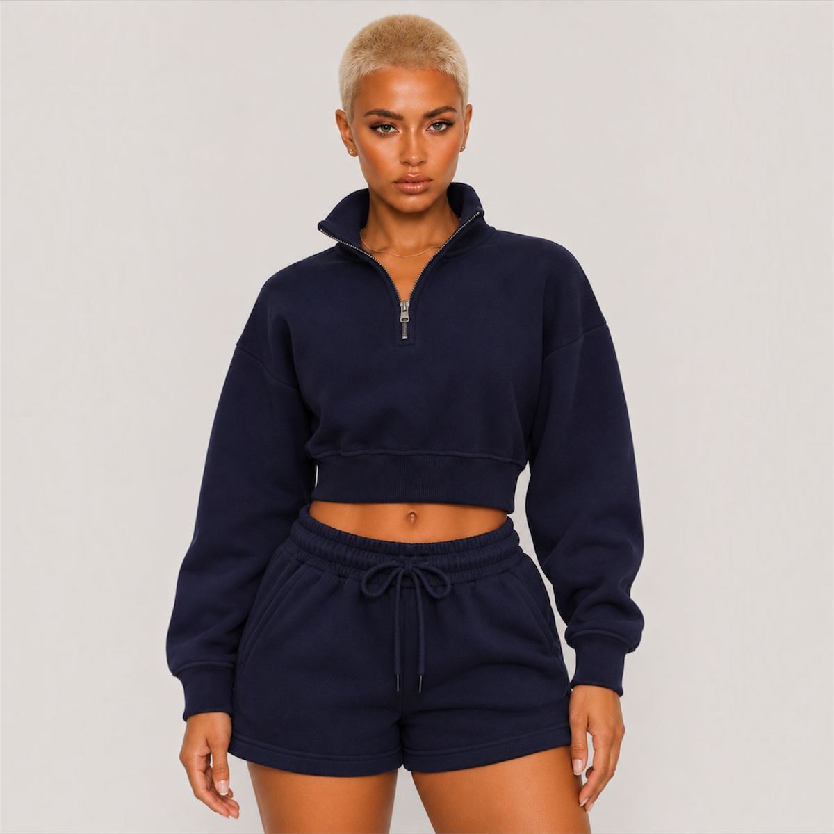 DonDeMarco Cropped Half Zip Fleece Sweatshirt, editorial product image 3