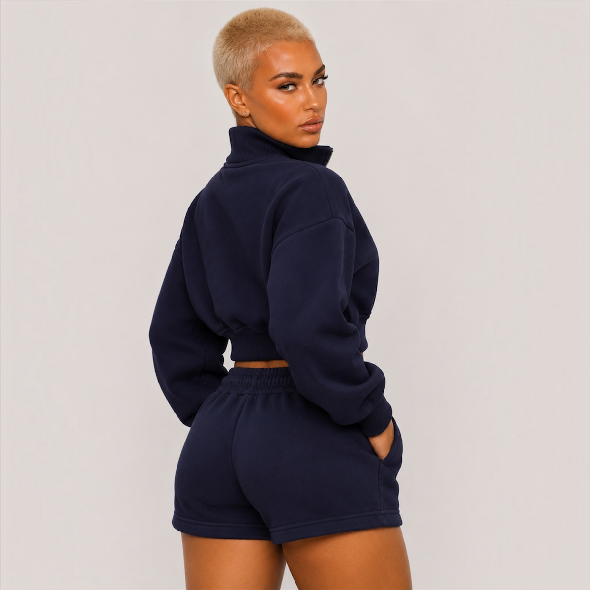 DonDeMarco Cropped Half Zip Fleece Sweatshirt, editorial product image 4