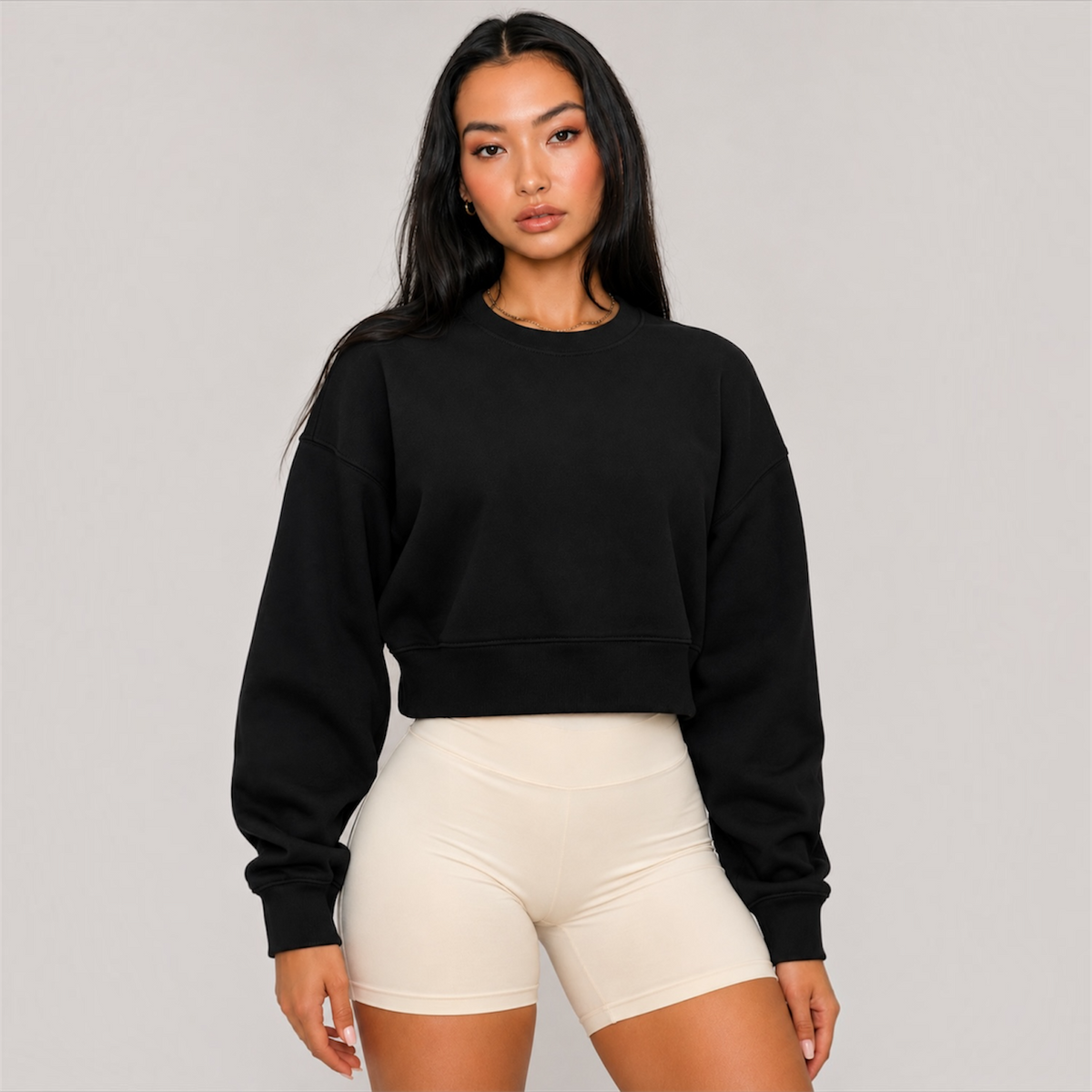 DonDeMarco black cropped sweatshirt editorial view 3