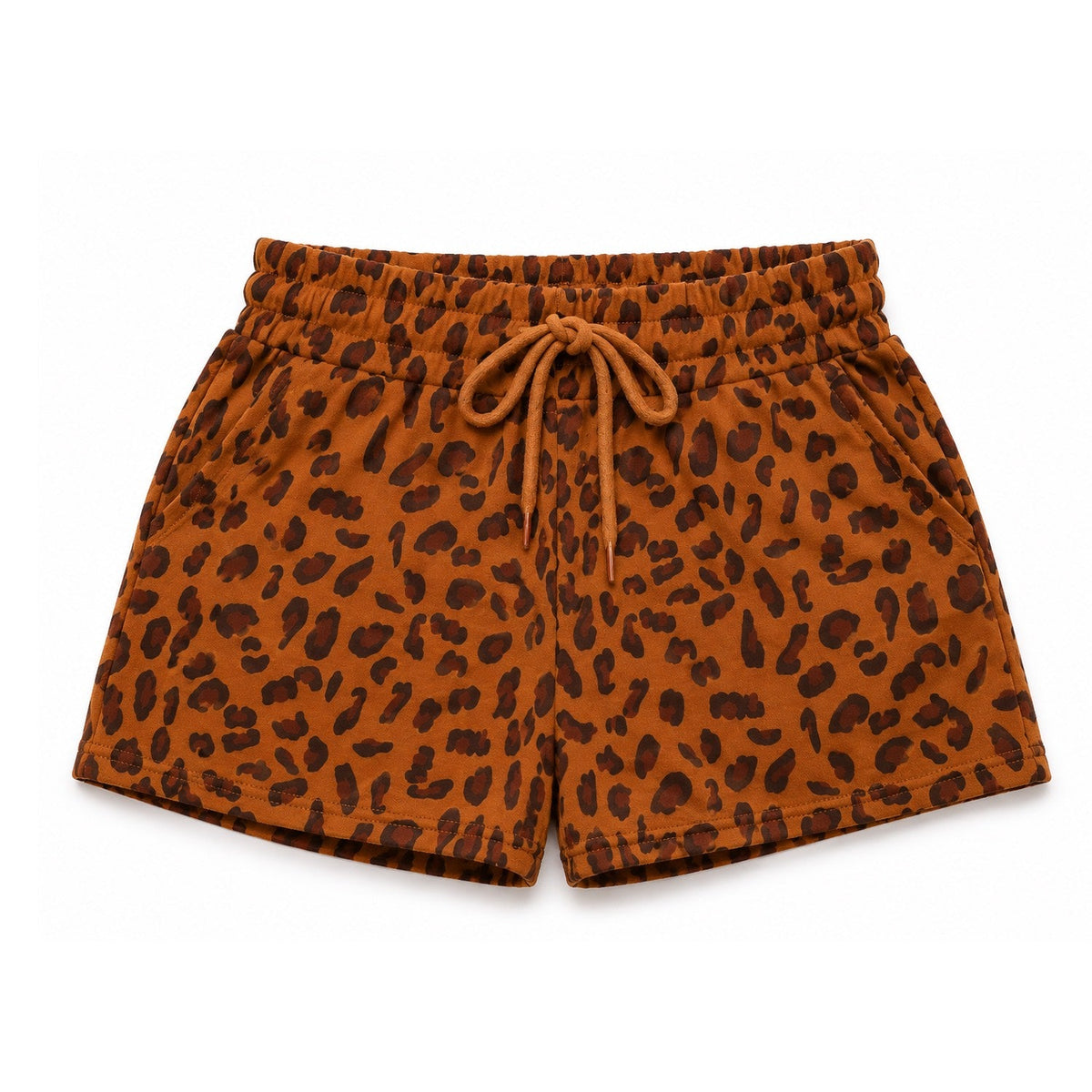 DonDeMarco fleece animal print sweat shorts front flat lay on white background