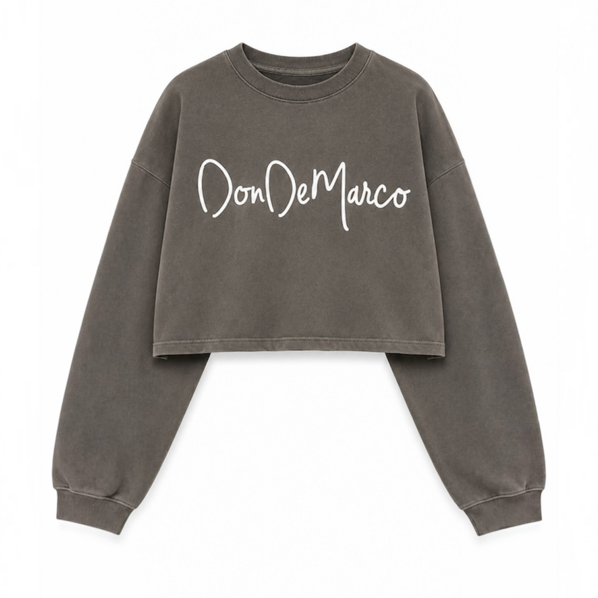 DonDeMarco Heavy Faded Long Sleeve Crop Tee in faded grey, product image