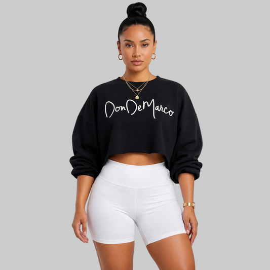 DonDeMarco heavy faded long sleeve cropped tee front on model