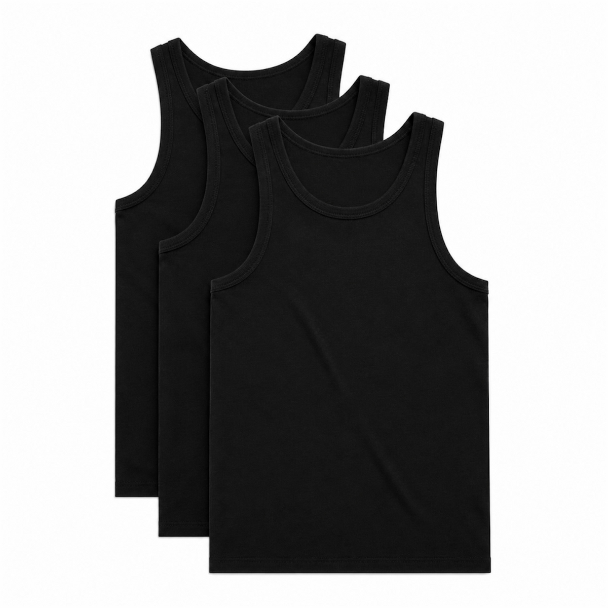 DonDeMarco men's organic rib tank three-pack in black
