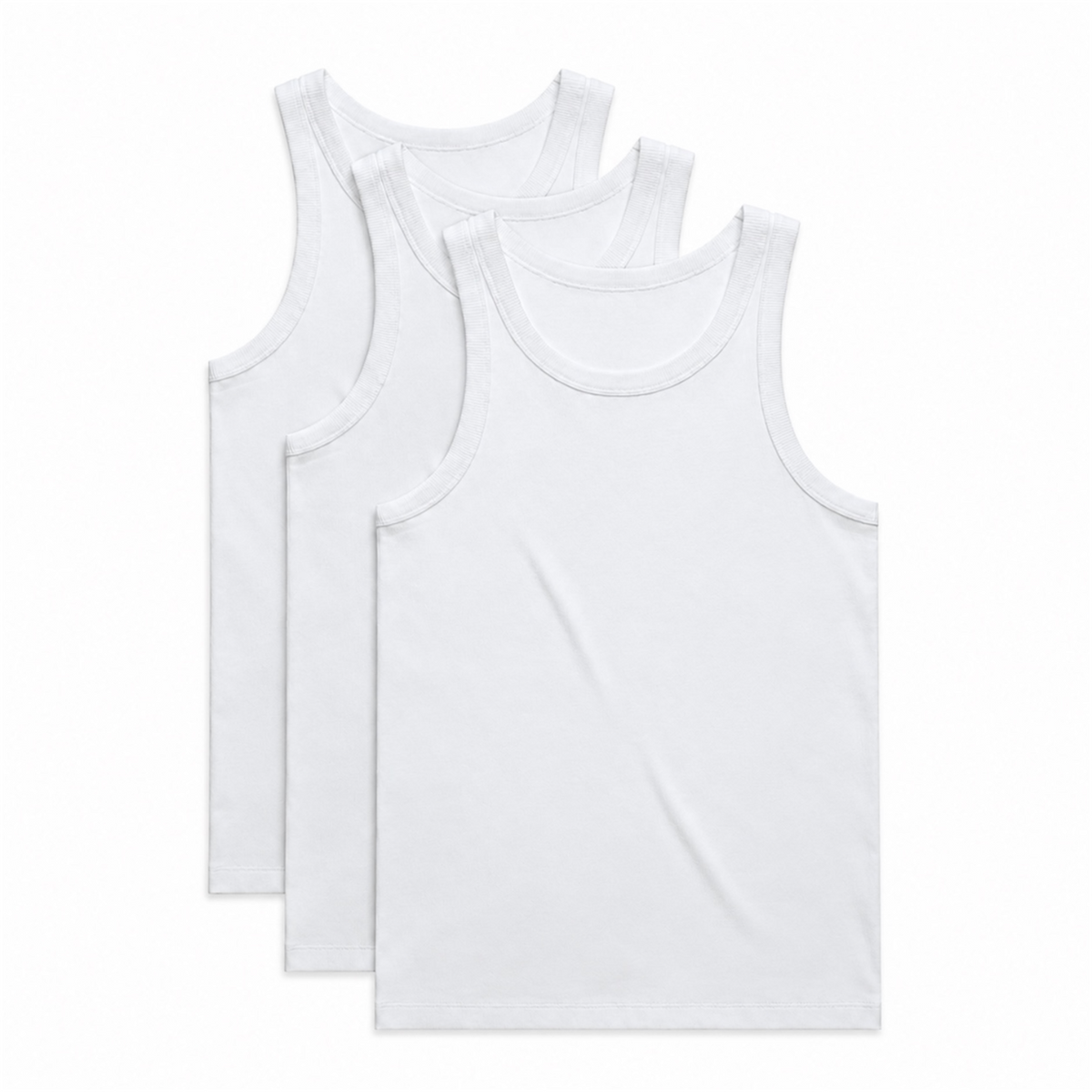 DonDeMarco men's organic rib tank three-pack in white