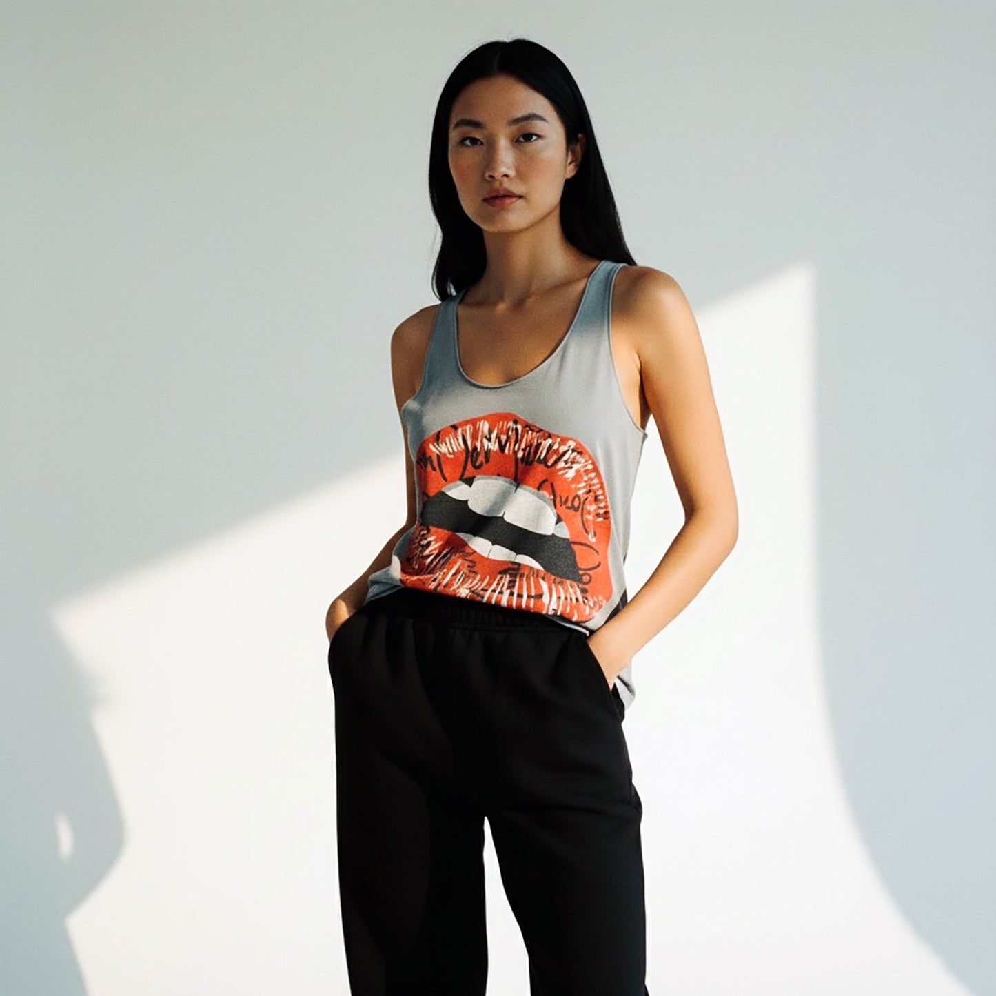 DonDeMarco Monogram Lips Racerback Tank