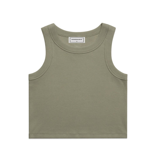 DonDeMarco Organic Rib Crop Tank in sage