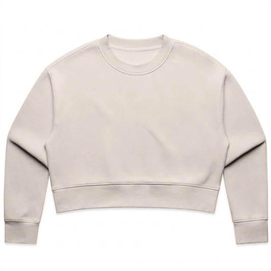 DonDeMarco ivory relaxed crop crew sweatshirt flat lay