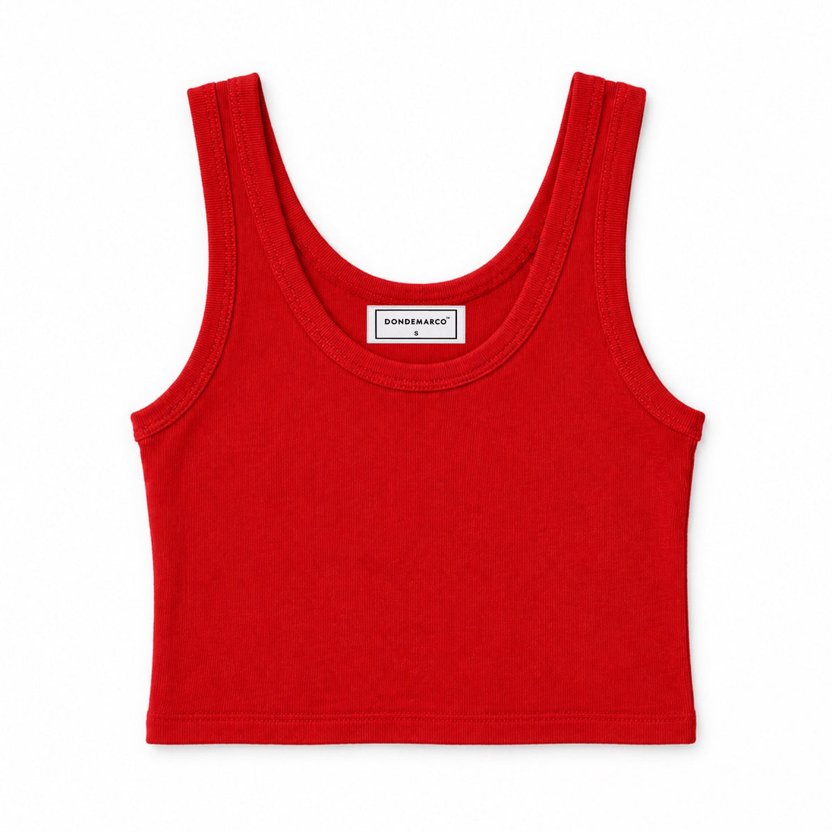 DonDeMarco Ribbed Scoop Neck Crop Tank in Red
