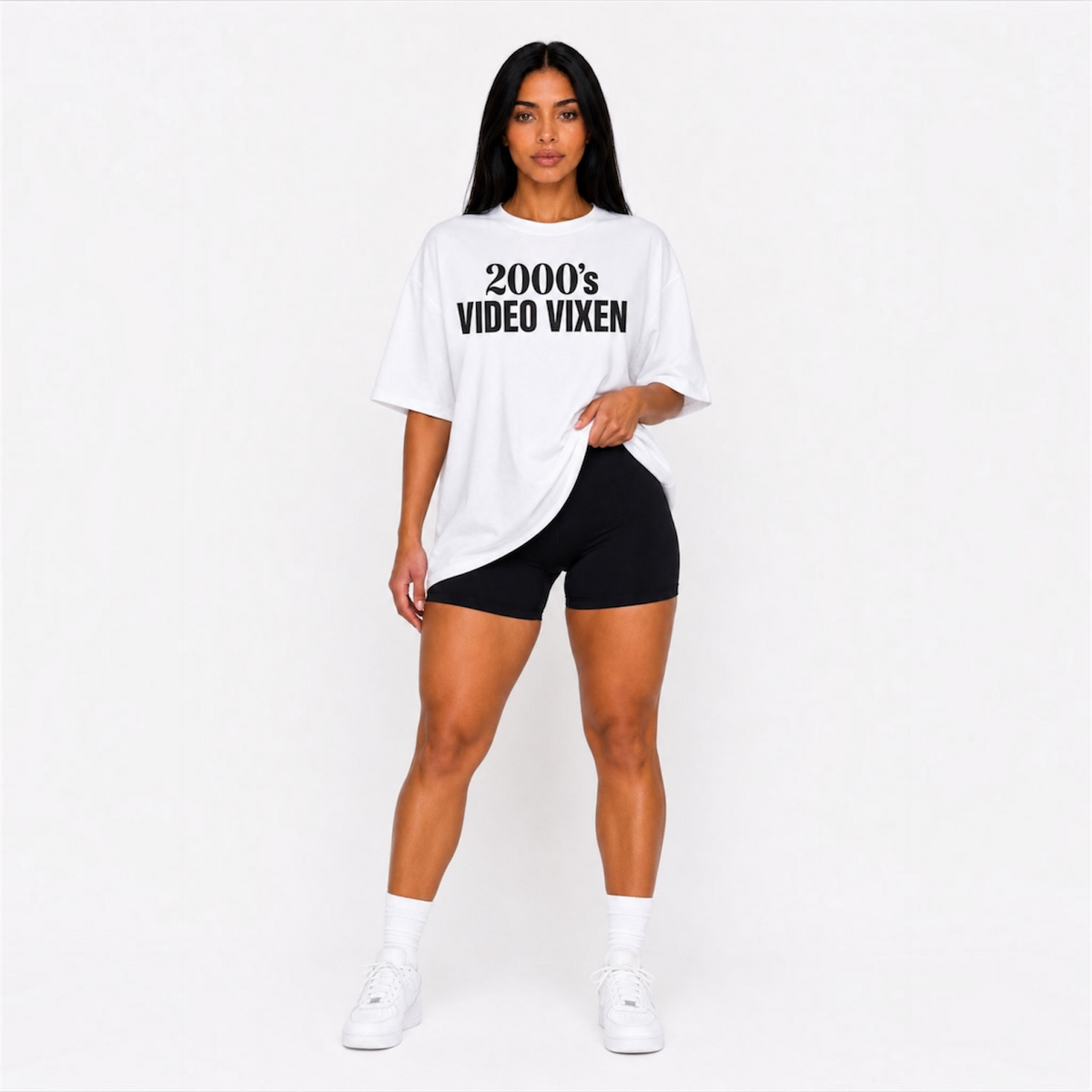 Full body front view of DonDeMarco Video Vixen T-shirt