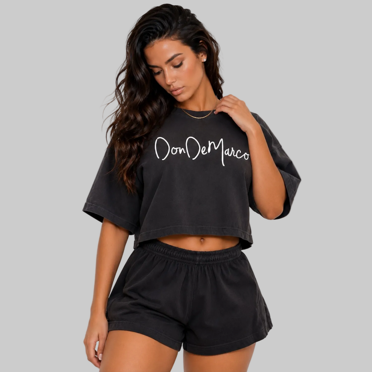 DonDeMarco Washed Black Signature Short Set, editorial view 1