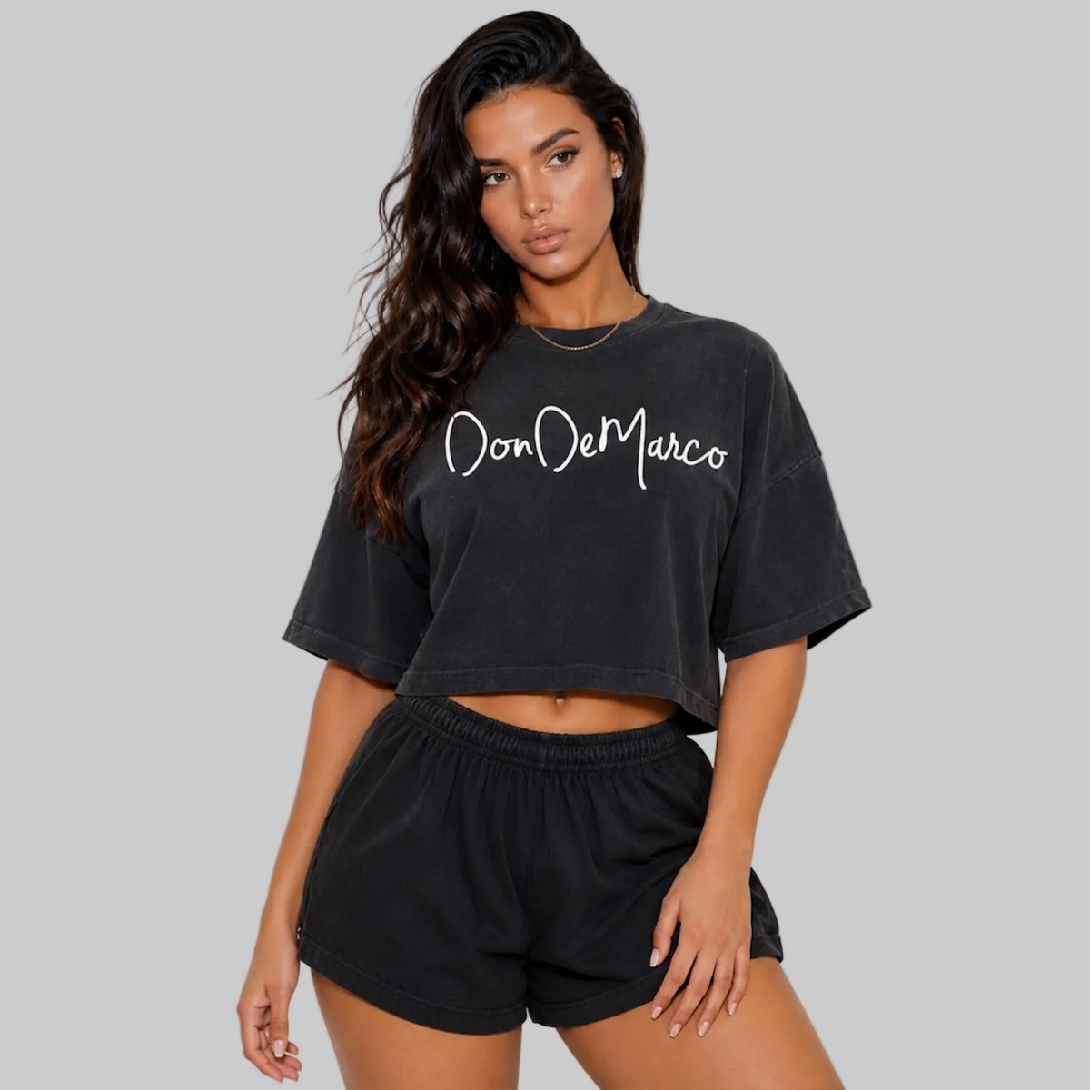 DonDeMarco Washed Black Signature Short Set, front view