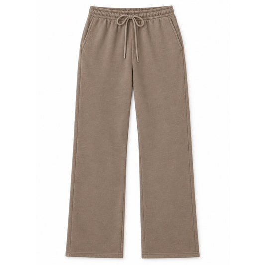 DonDeMarco Wide Leg Fleece Sweatpants in Taupe