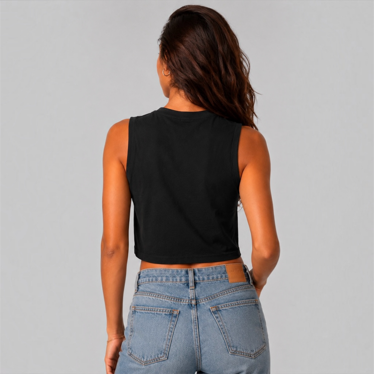 DonDeMarco women's Heritage Monogram Crop Tank, black back view