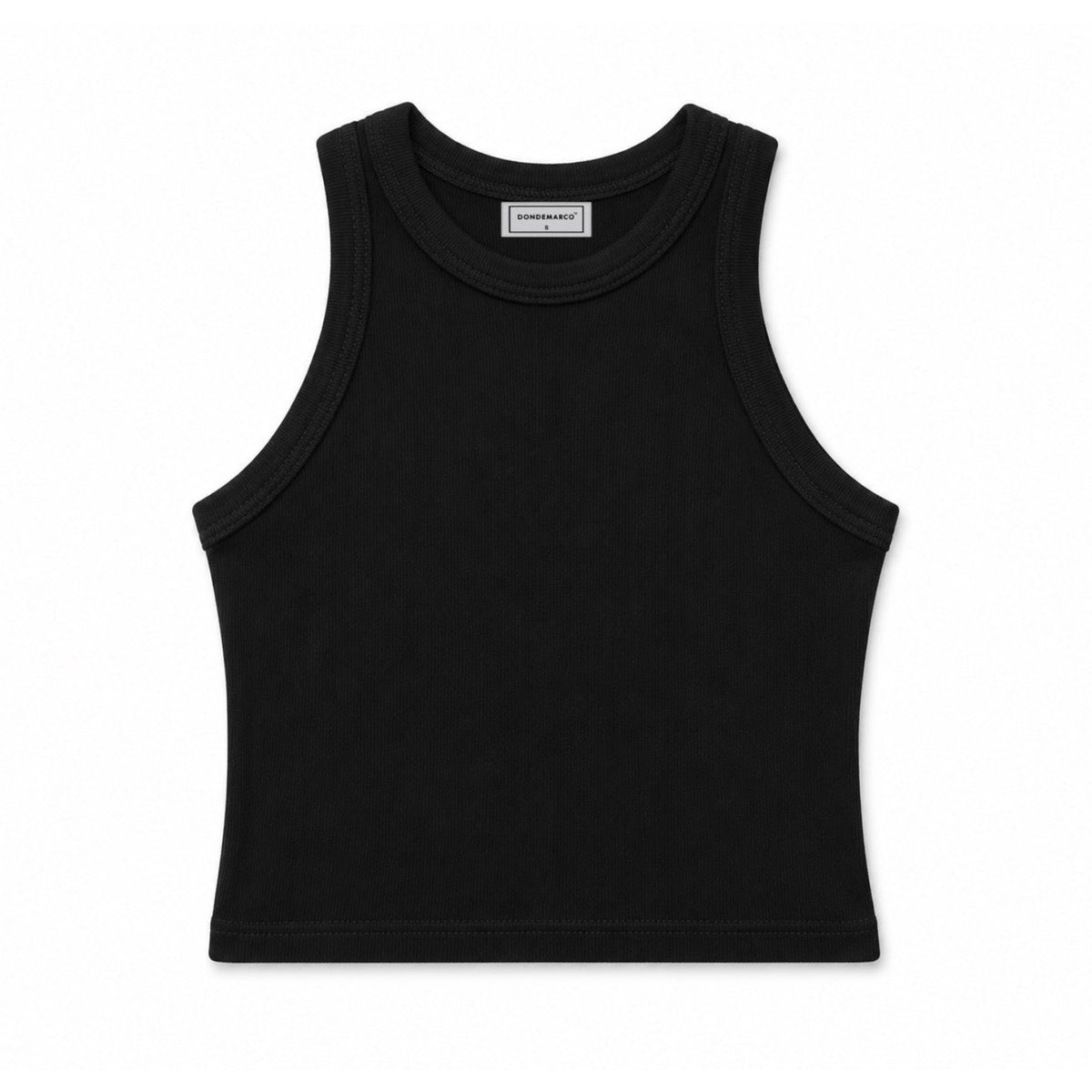 DonDeMarco Cropped High Neck Ribbed Tank Top in black