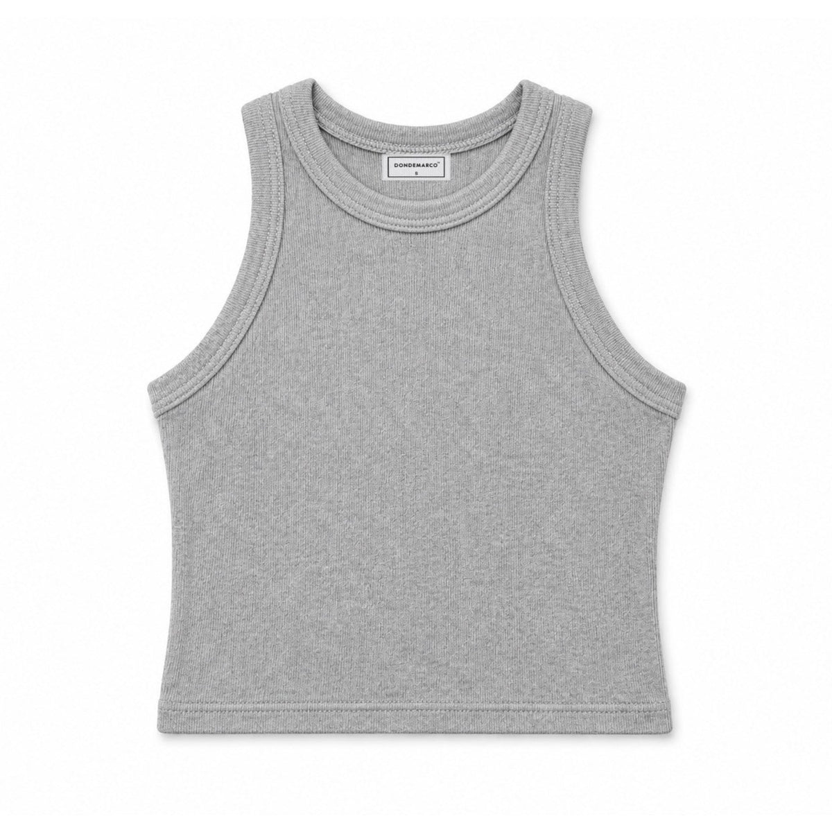 DonDeMarco Cropped High Neck Ribbed Tank Top in grey