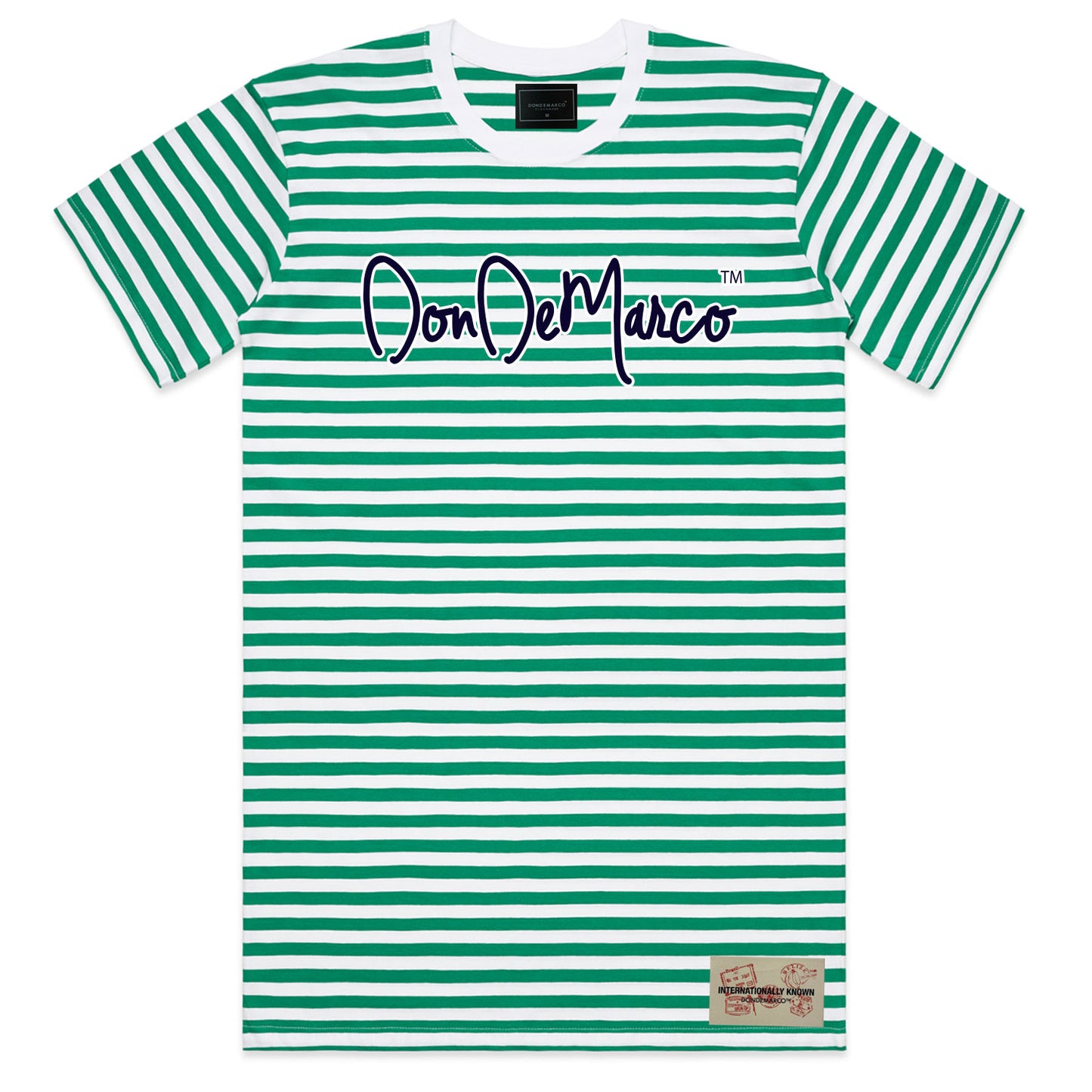 DonDeMarco Script Logo Stripped T-Shirt