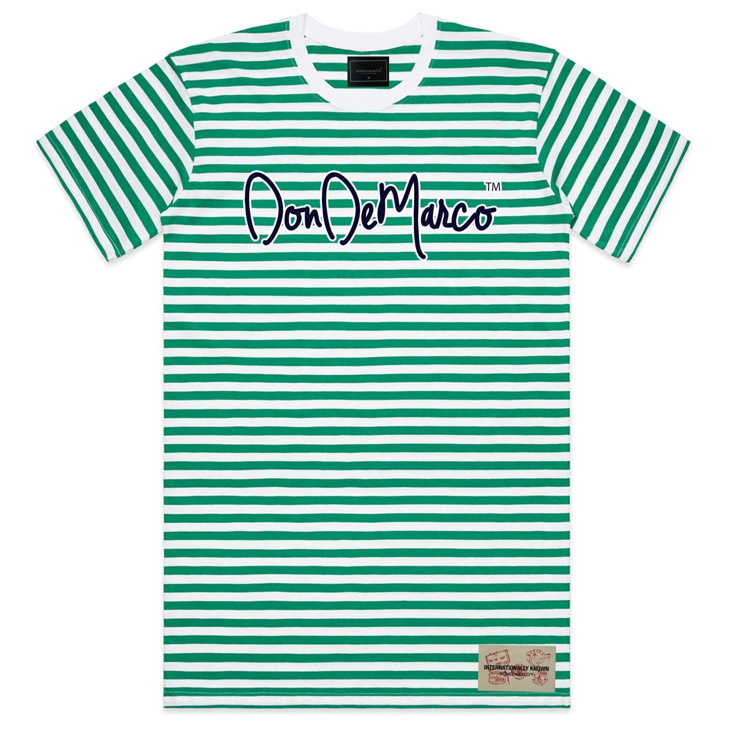 DonDeMarco Script Logo Stripped T-Shirt