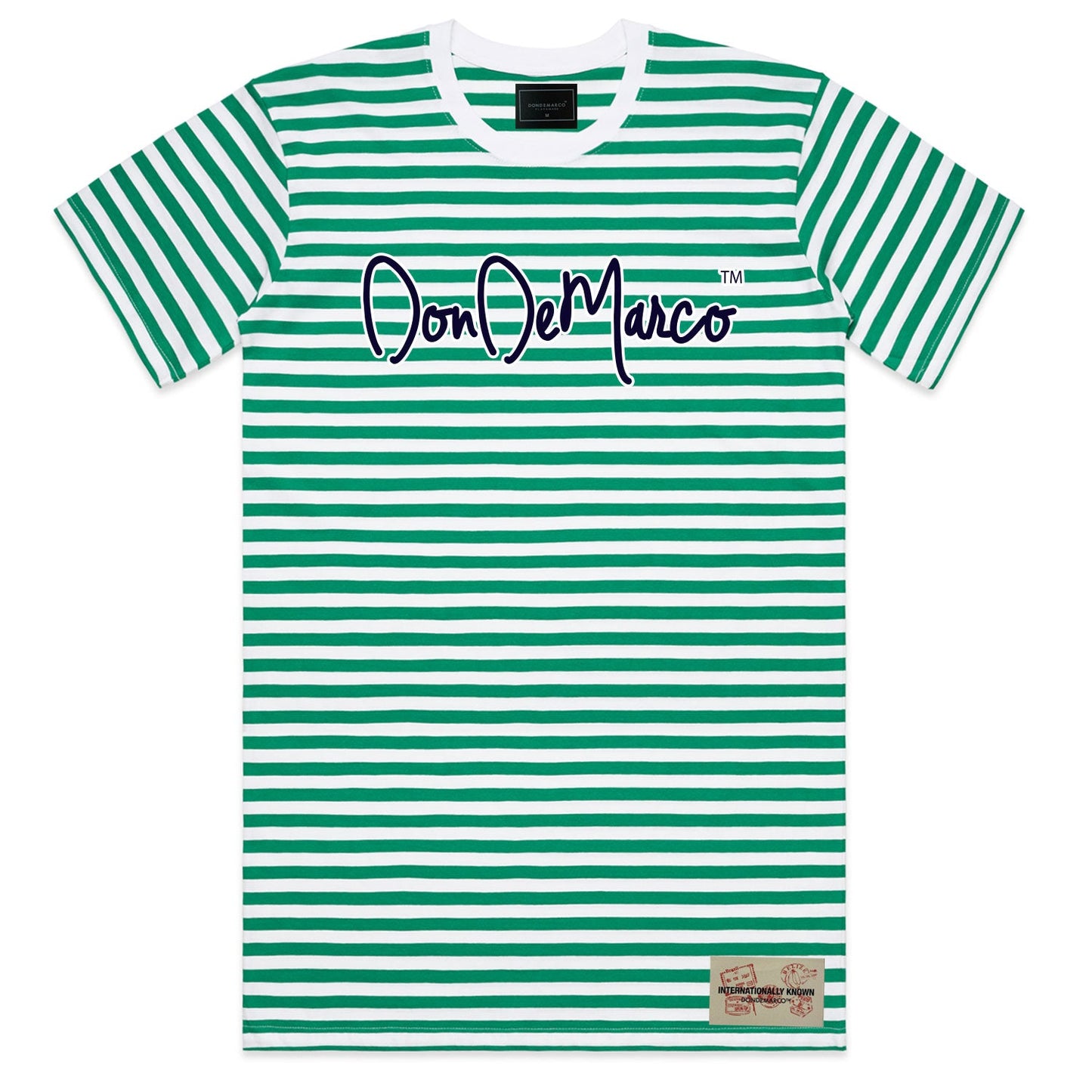 DonDeMarco Script Logo Stripped T-Shirt