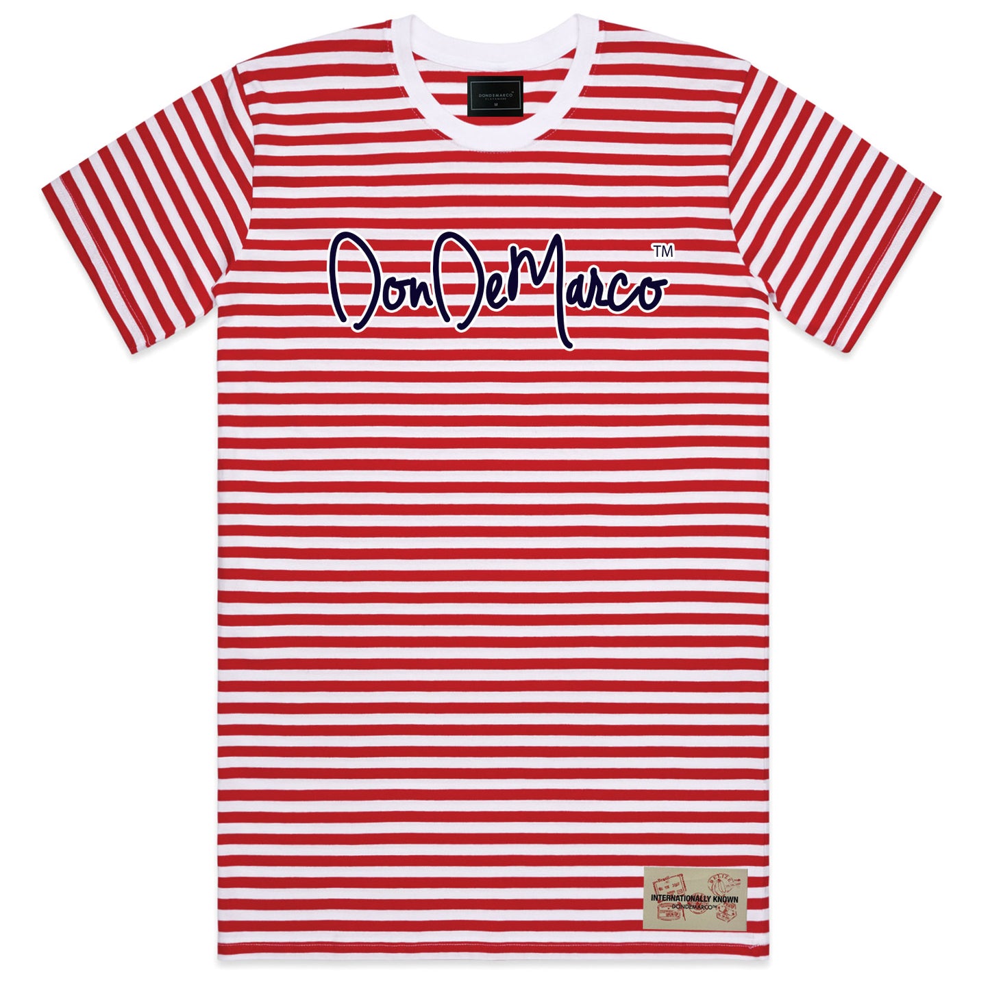 DonDeMarco Script Logo Stripped T-Shirt