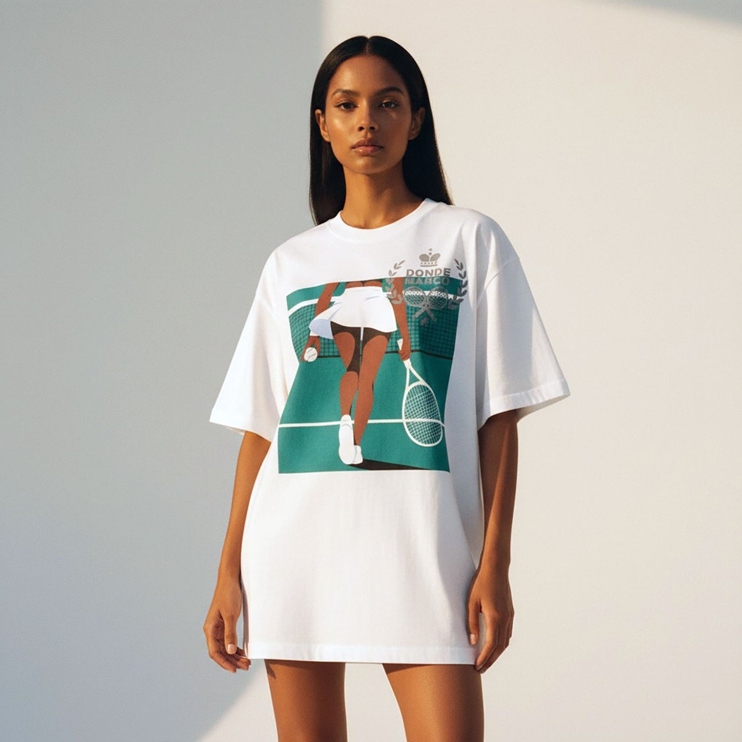 DonDeMarco "Baseline Queen" Tennis T-Shirt – Navy & White