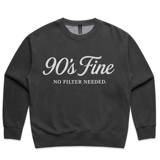 DonDeMarco “90s Fine No Filter Needed” Faded Sweatshirt – Vintage 90s Streetwear