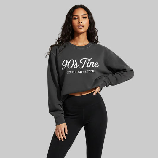 DonDeMarco 90s Fine No Filter Needed Faded Sweatshirt, faded black model view 3