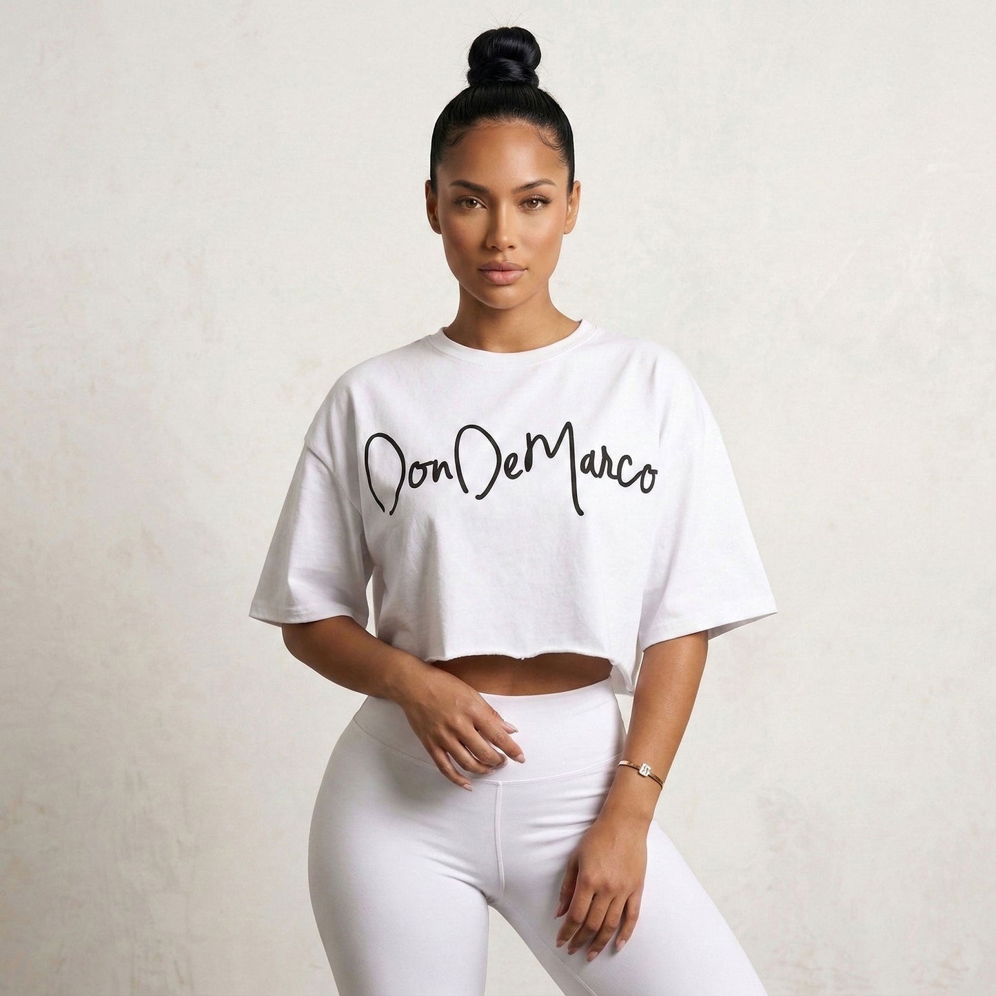 DonDeMarco Women’s Oversized White Crop Top