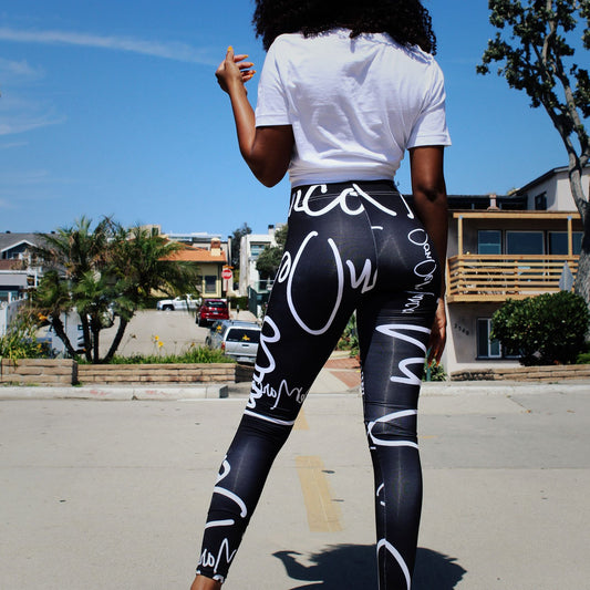 DonDeMarco black monogram print leggings 