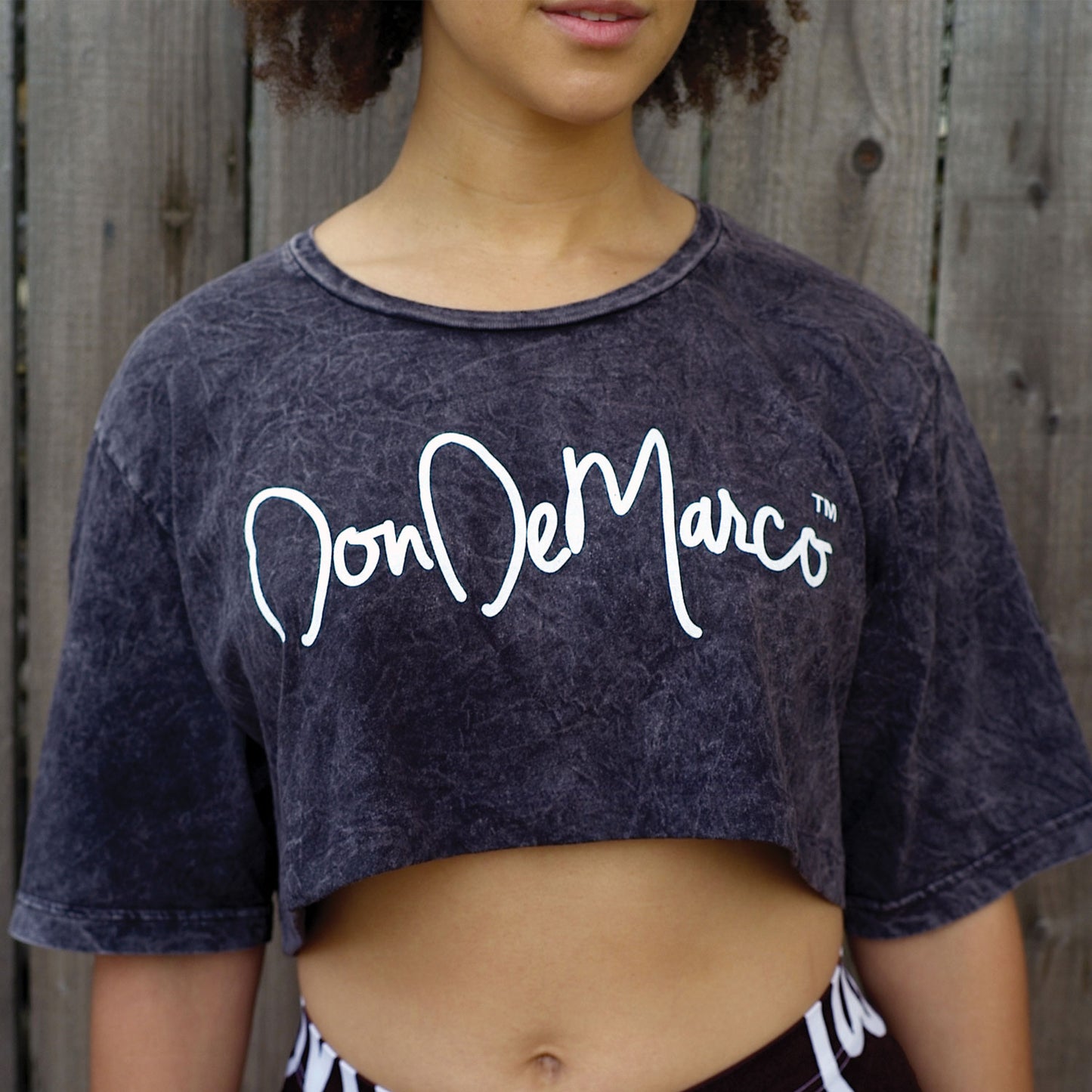 Monogram Acid Wash Crop Top-DonDeMarco