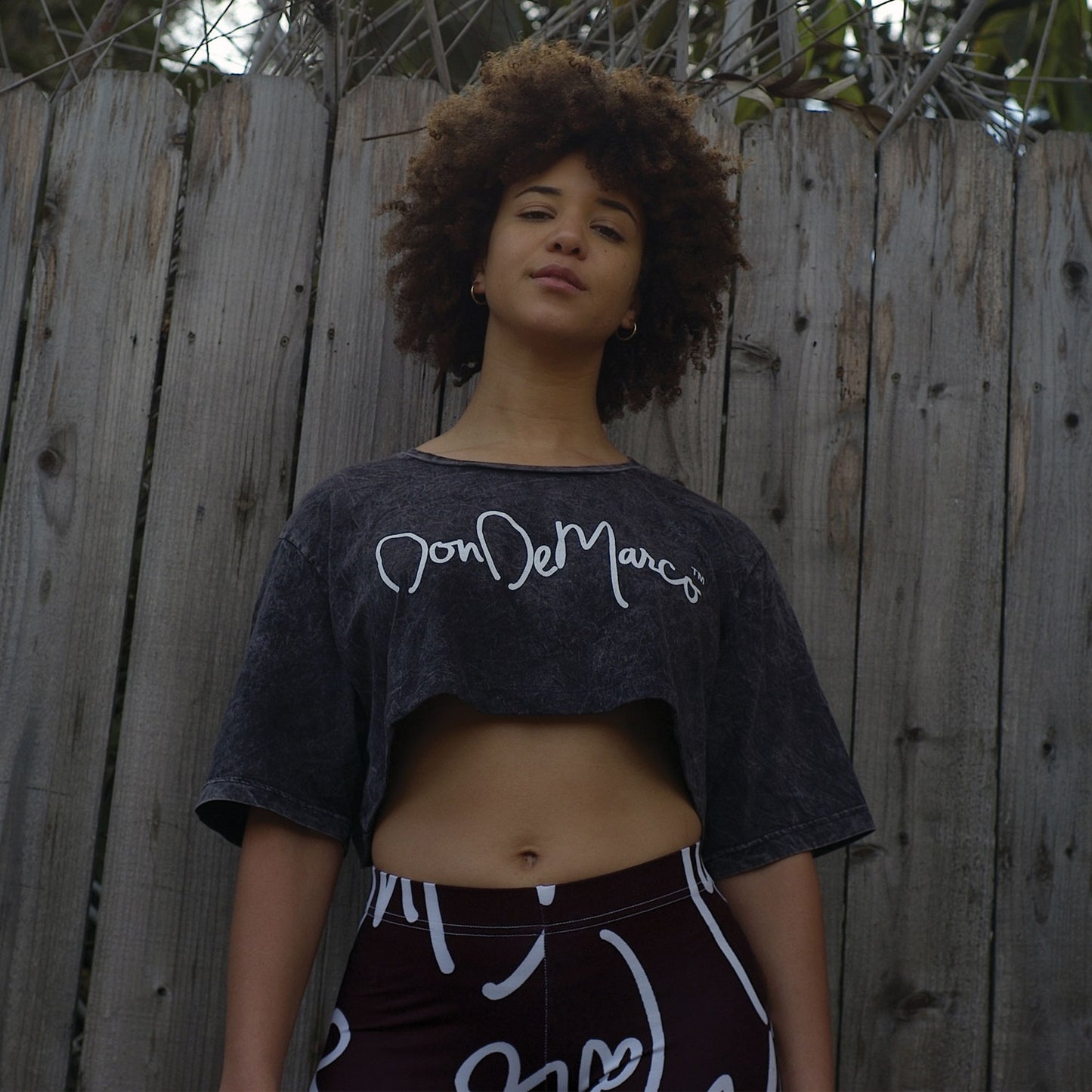 Monogram Acid Wash Crop Top-DonDeMarco