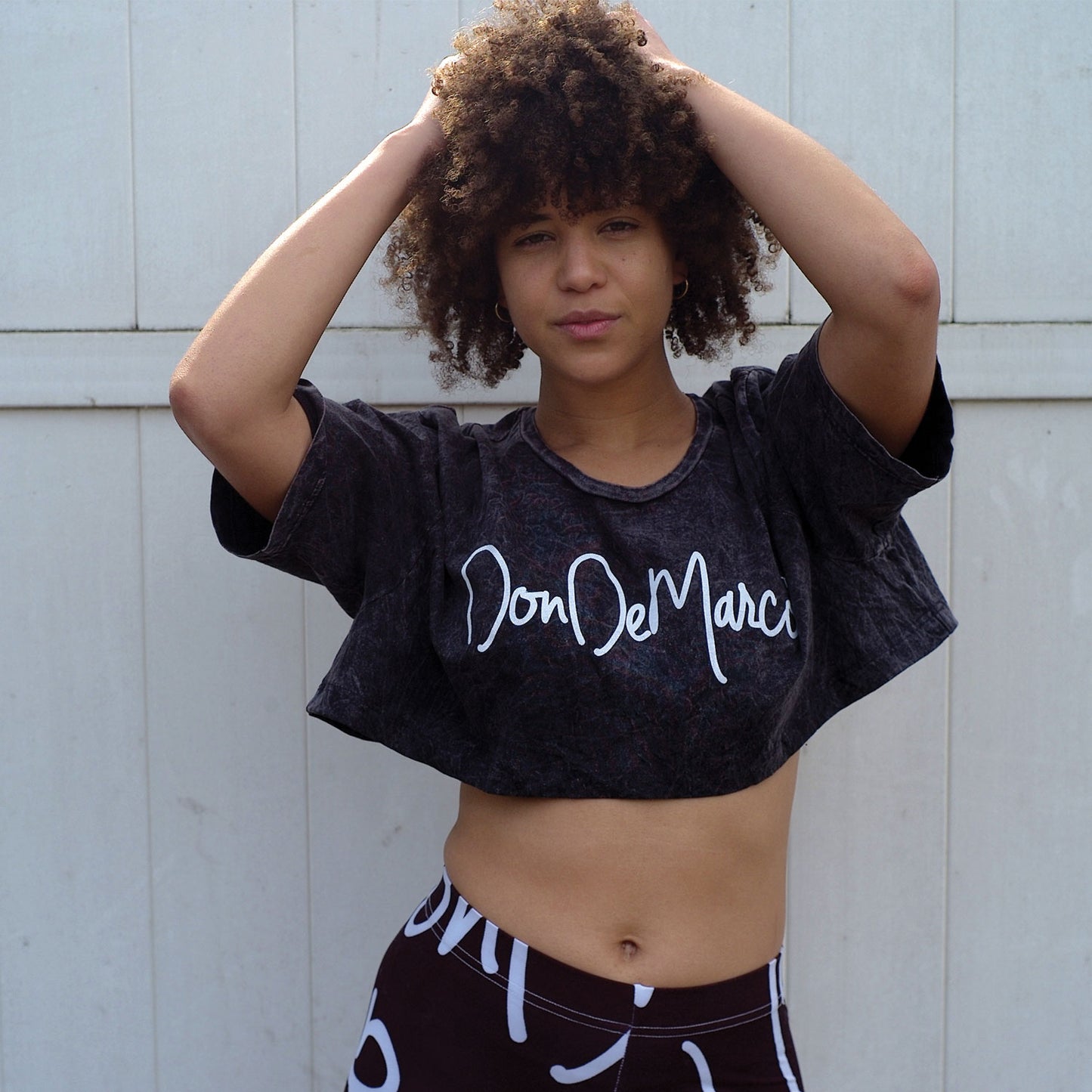 Monogram Acid Wash Crop Top-DonDeMarco