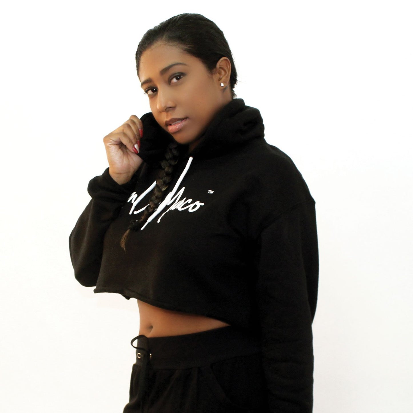 Monogram Cropped Hoodie-DonDeMarco