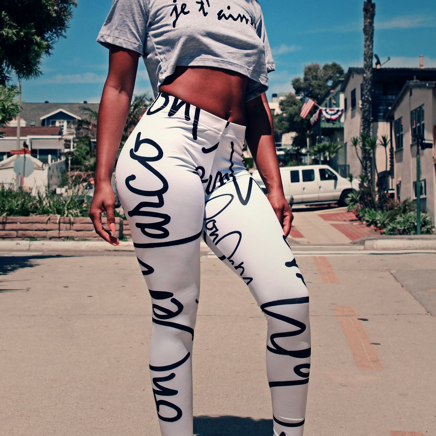 DonDeMarco white monogram print leggings 