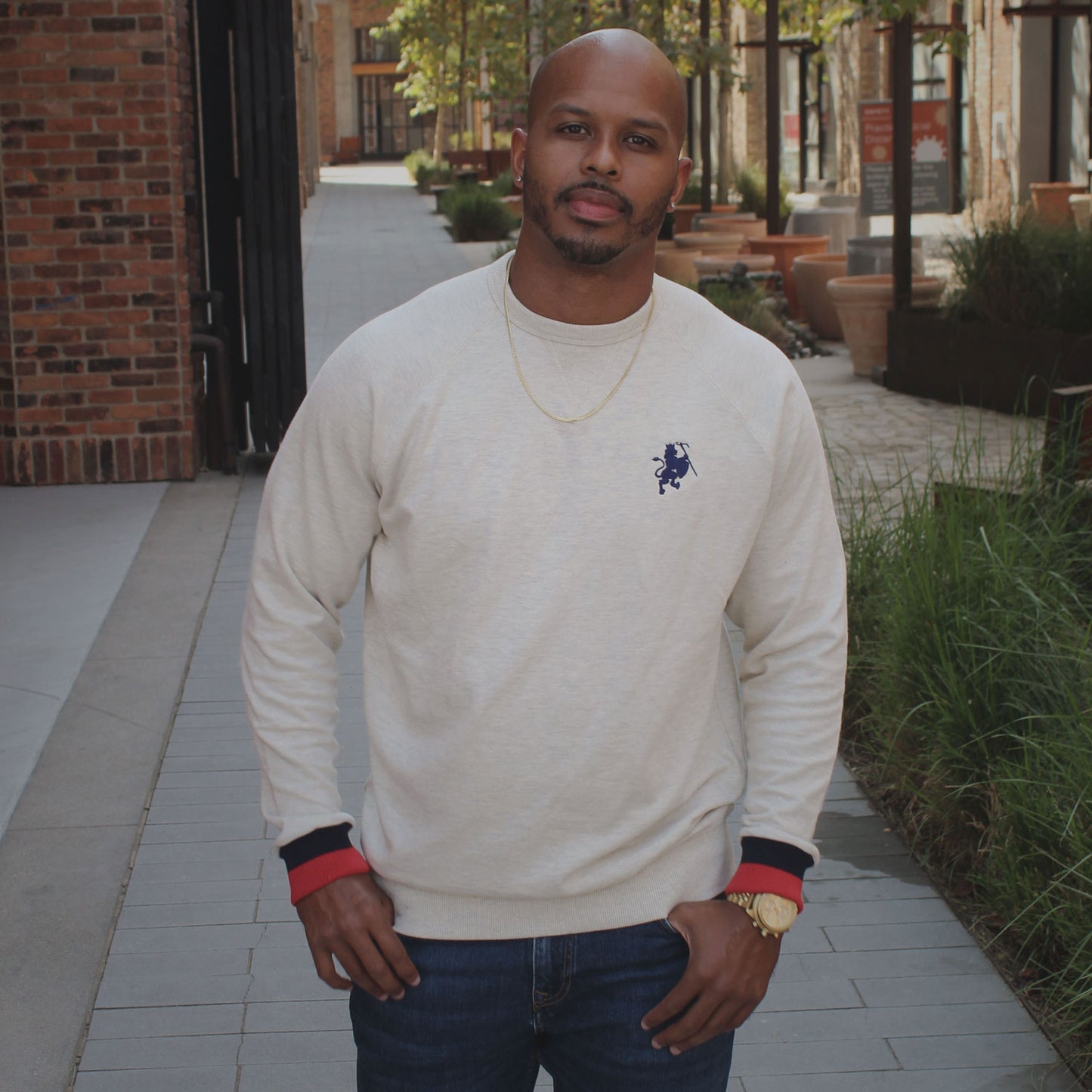 DonDeMarco Lion Crest Crew Neck Sweater