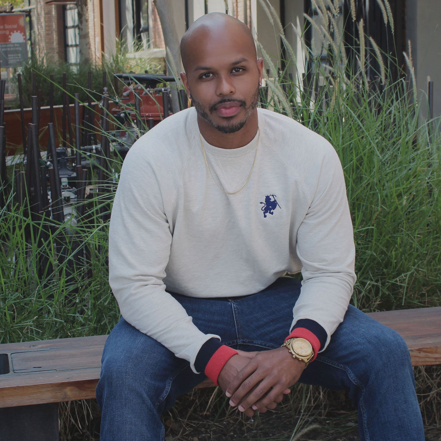 DonDeMarco Lion Crest Crew Neck Sweater